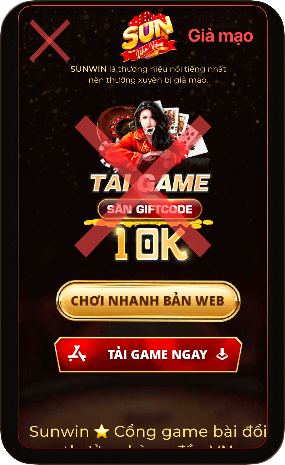 sunwin giả mạo